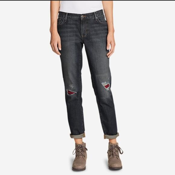 Eddie Bauer Denim - Eddie Bauer buffalo plaid patch boyfriend relaxed jeans